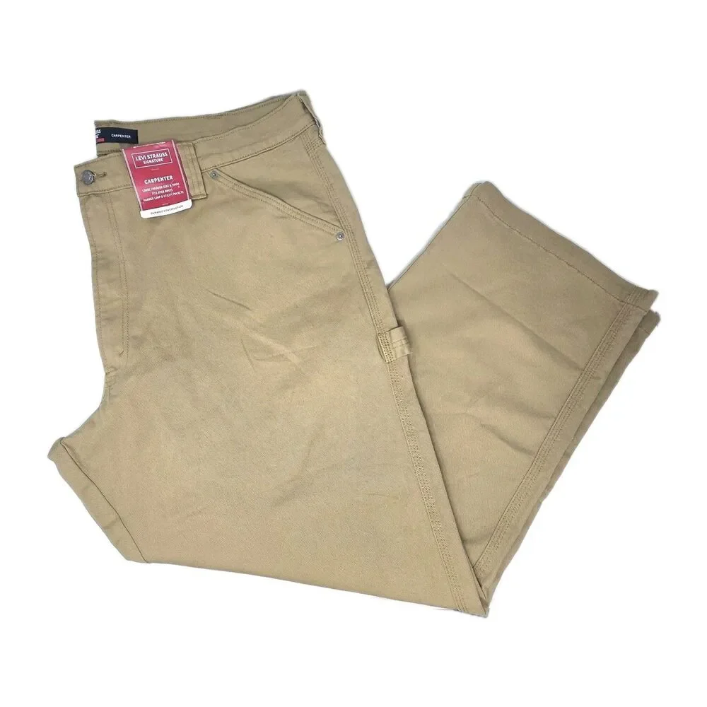 Levi Strauss Signature 44x30 Men's Cotton Carpenter Jeans American Khaki Relaxed